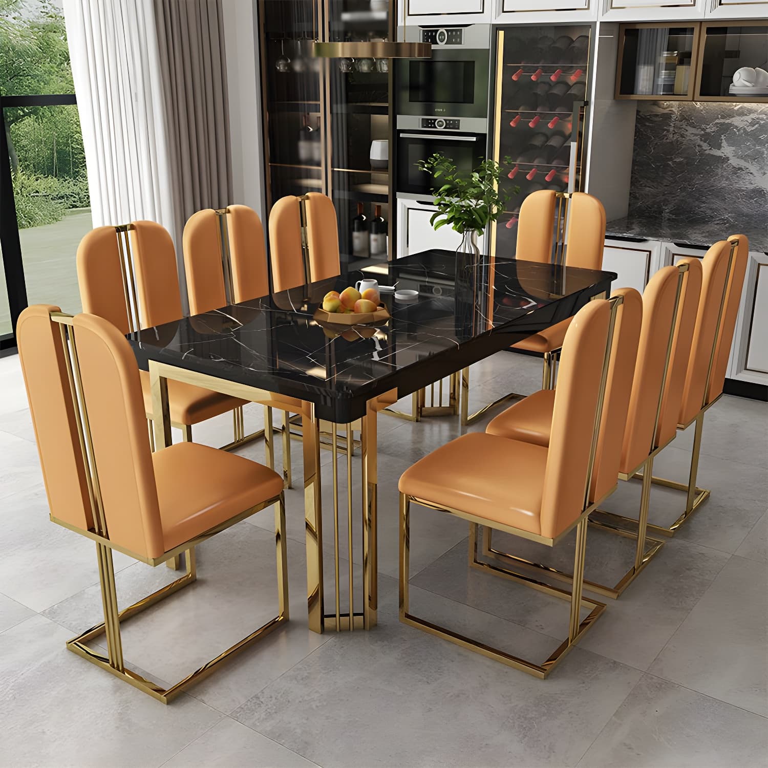 Modern 1/2/7/9 Pieces Dining Set Marble Dining Furniture Set /Separate Items thumbnail 2
