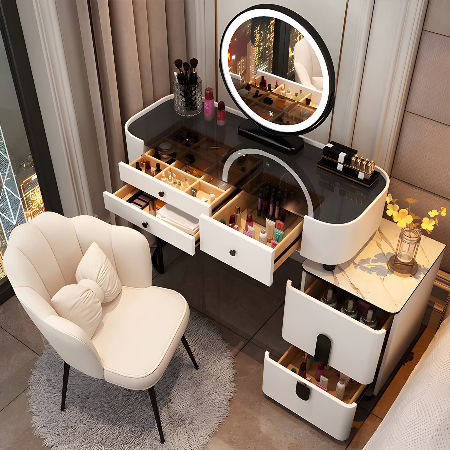 Contemporary Make-up Vanity with 4/5 Drawers,15.75 inch Wide thumbnail 10