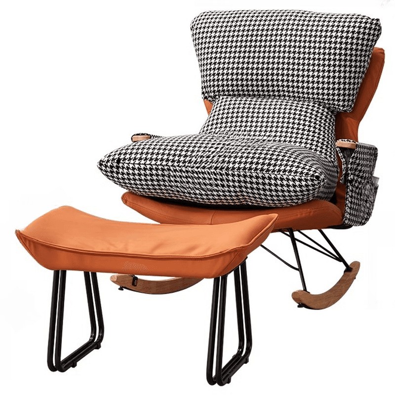 1 Piece Set/2 Piece Set Water Resistant Padded Living Room Rocking Chair in Chalk/Grey/Citrus Color with Upholstered Back and Track Arm in a Simple Style, Ottoman Included/Not Included thumbnail 18
