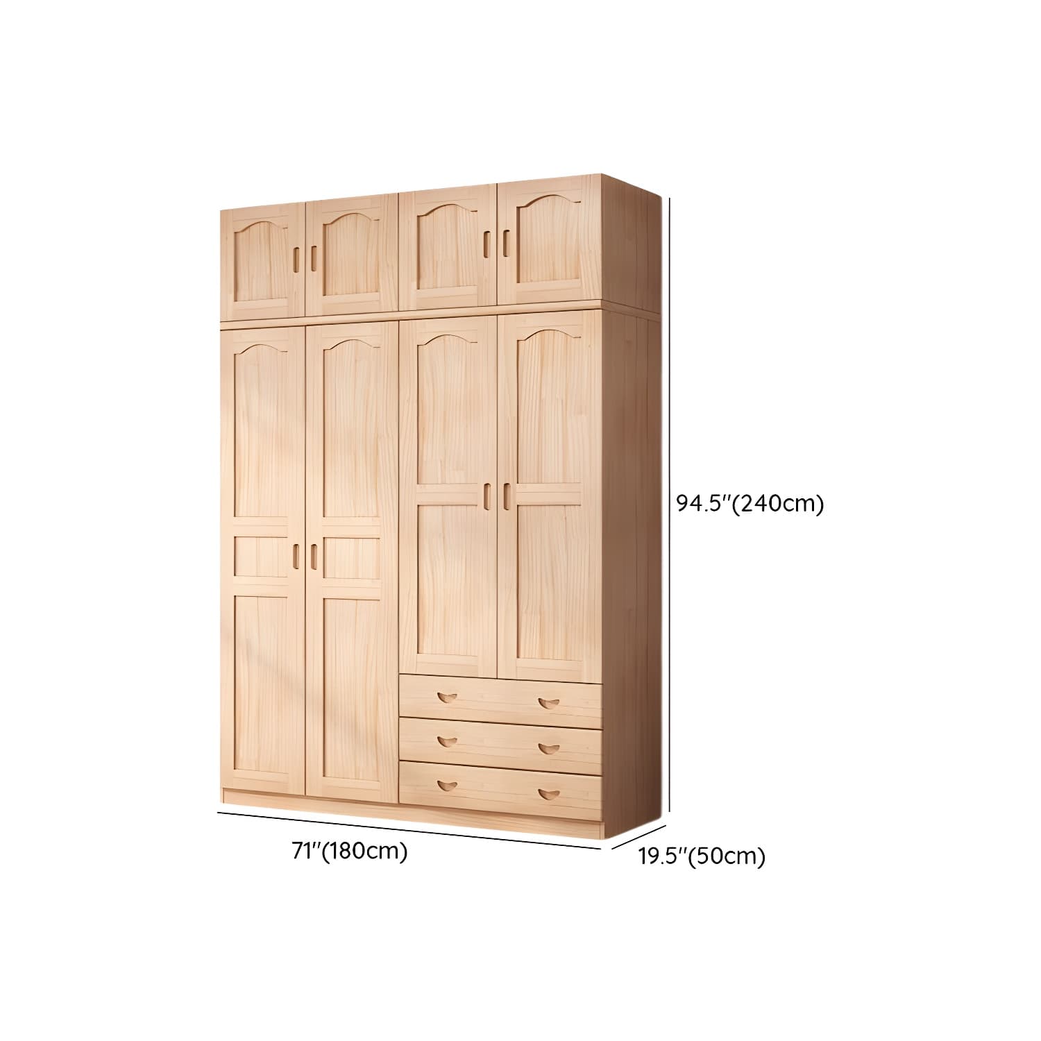 Scandinavian Natural Wood Wardrobe Armoire - 50cm Width - Drawers Included - image 21