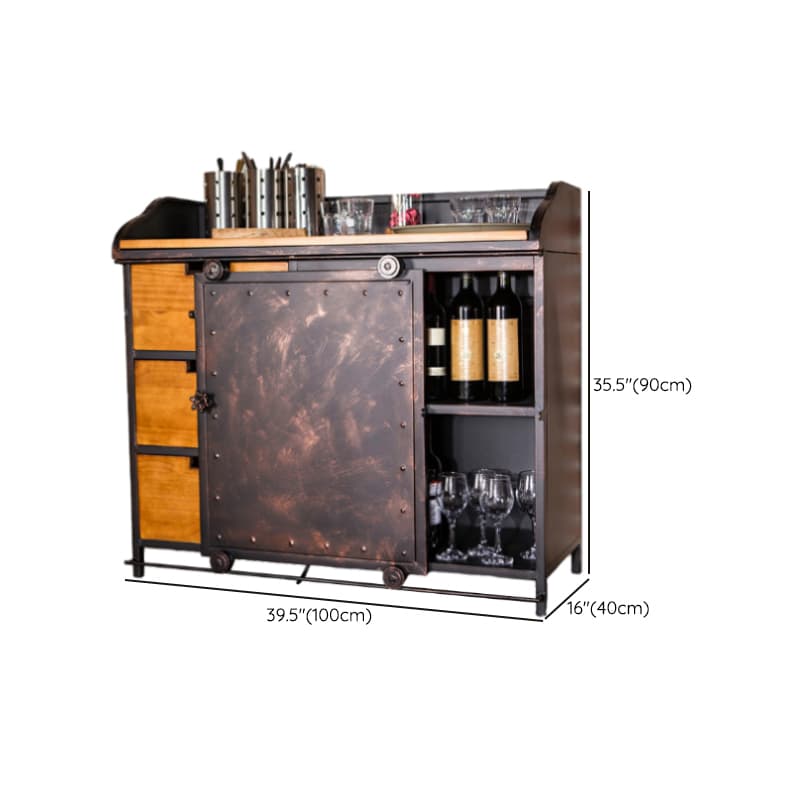 Industrial Metal Sideboard Cabinet with Wood Countertop, 3 Drawers, and Sliding Doors - image 20