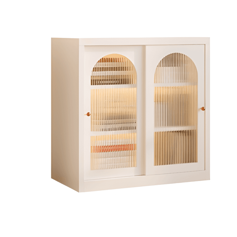 Simple Narrow Iron Countertop Sideboard with Cupboard, Glass Doors, and Changeable Shelf thumbnail 10