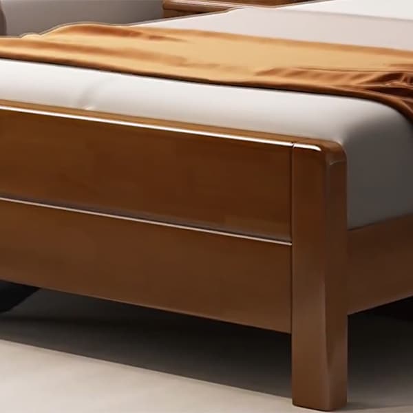 Traditional Brown Wood Panel Bed with Headboard Included and Footboard thumbnail 6