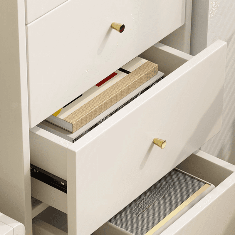 Chalk Trendy Composite Wood Semainier with Shelves, Hutch, and 6/5/4 Drawers in Vertical Orientation thumbnail 4