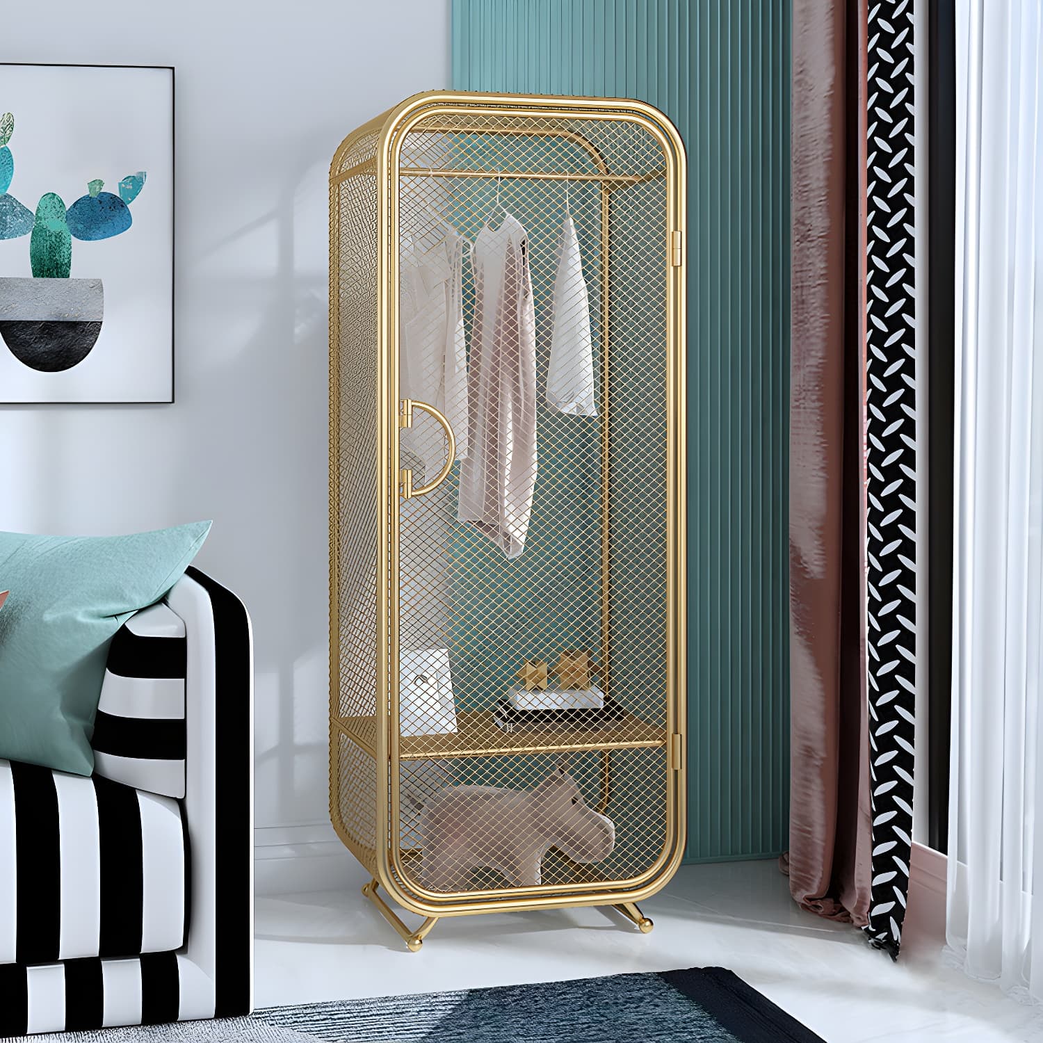 Contemporary Wardrobe Closet Metal Wardrobe Cabinet for Bedroom thumbnail 10