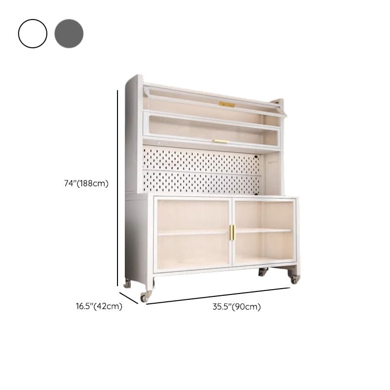 Narrow Steel Countertop Sideboard with Wheels, Cupboard, Changeable Shelf, and 3/4 Doors thumbnail 17