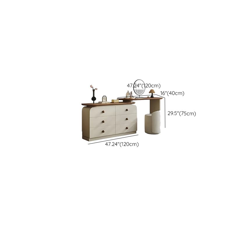 Modish Large Vanity Set/Makeup Vanity with Laminate Table Top, White Finish, 3 Drawers, Mirror Lights, and Scalable Design thumbnail 20