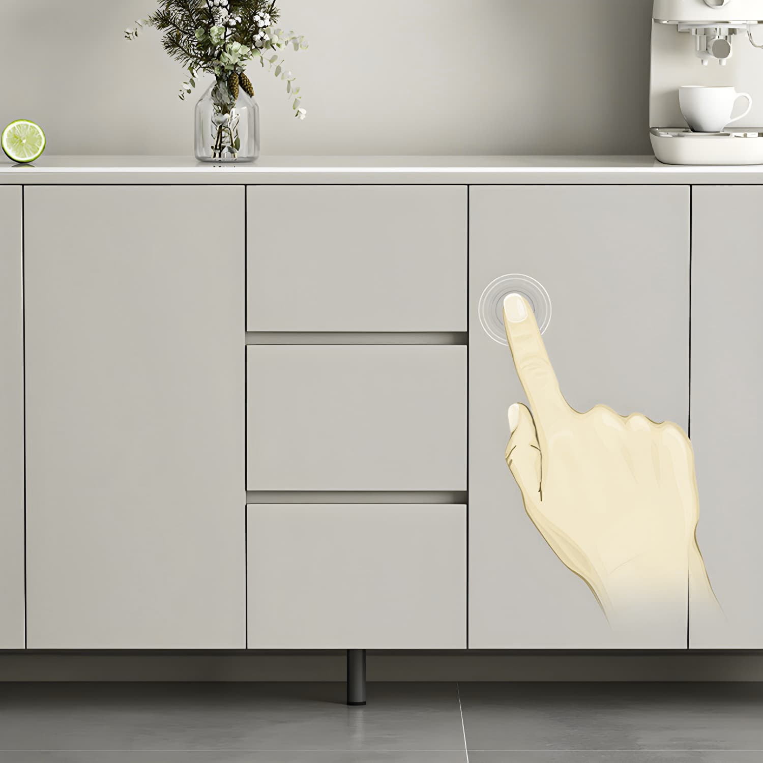 Contemporary Living Room Stone Top Sideboard with Doors and Drawers thumbnail 7