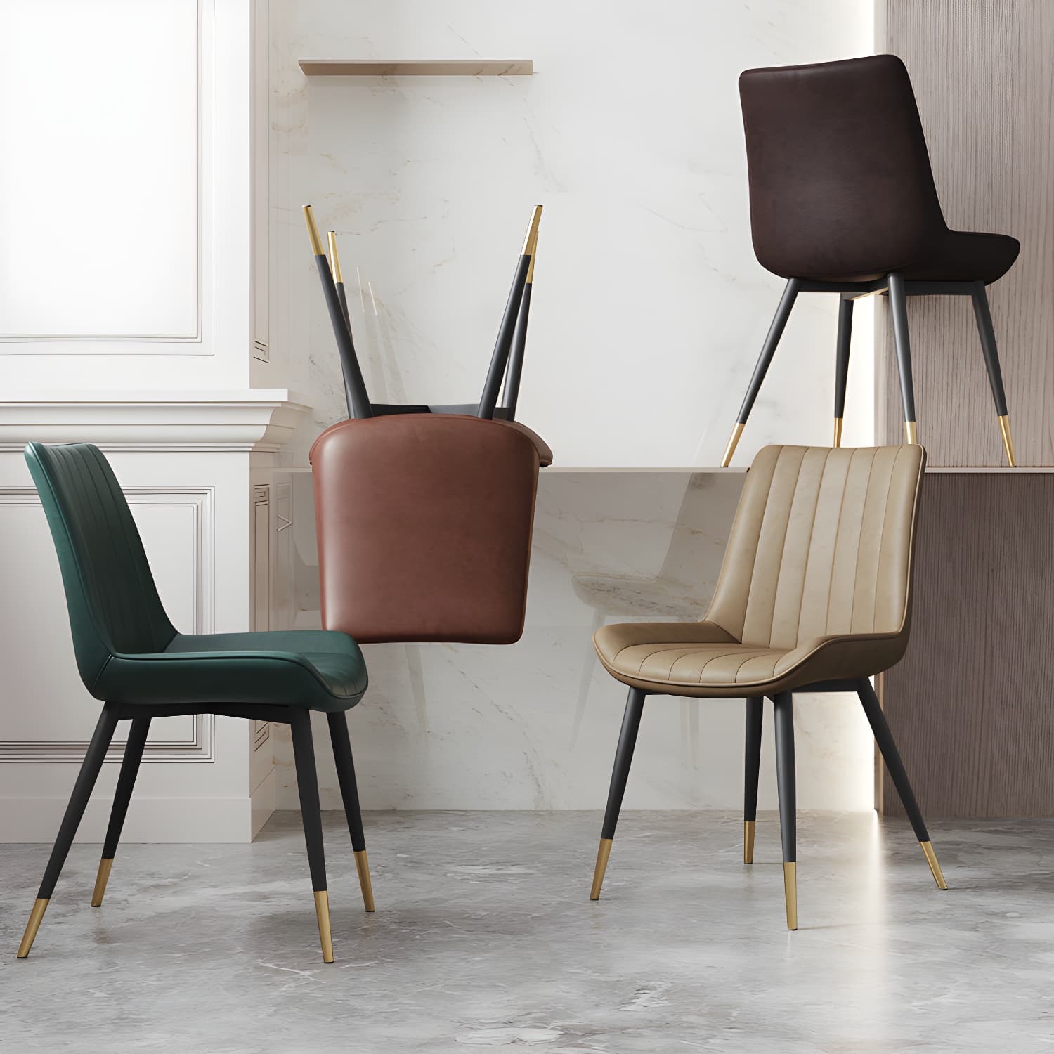 Scandinavian Study Room Leather Side Chair Matte Finish Parsons Dining Chairs thumbnail 17