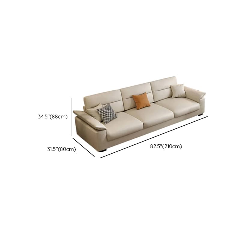 Straight Tear Resistant Sofa with Cushion Back in Ivory, Seats 4/3 Person, Horizontal Orientation, and Recessed Arm thumbnail 12