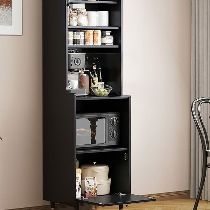 Living Room Use Simplistic Rectangle Black Wood Free Standing Utility Storage Cabinet with Knob Handle thumbnail 4