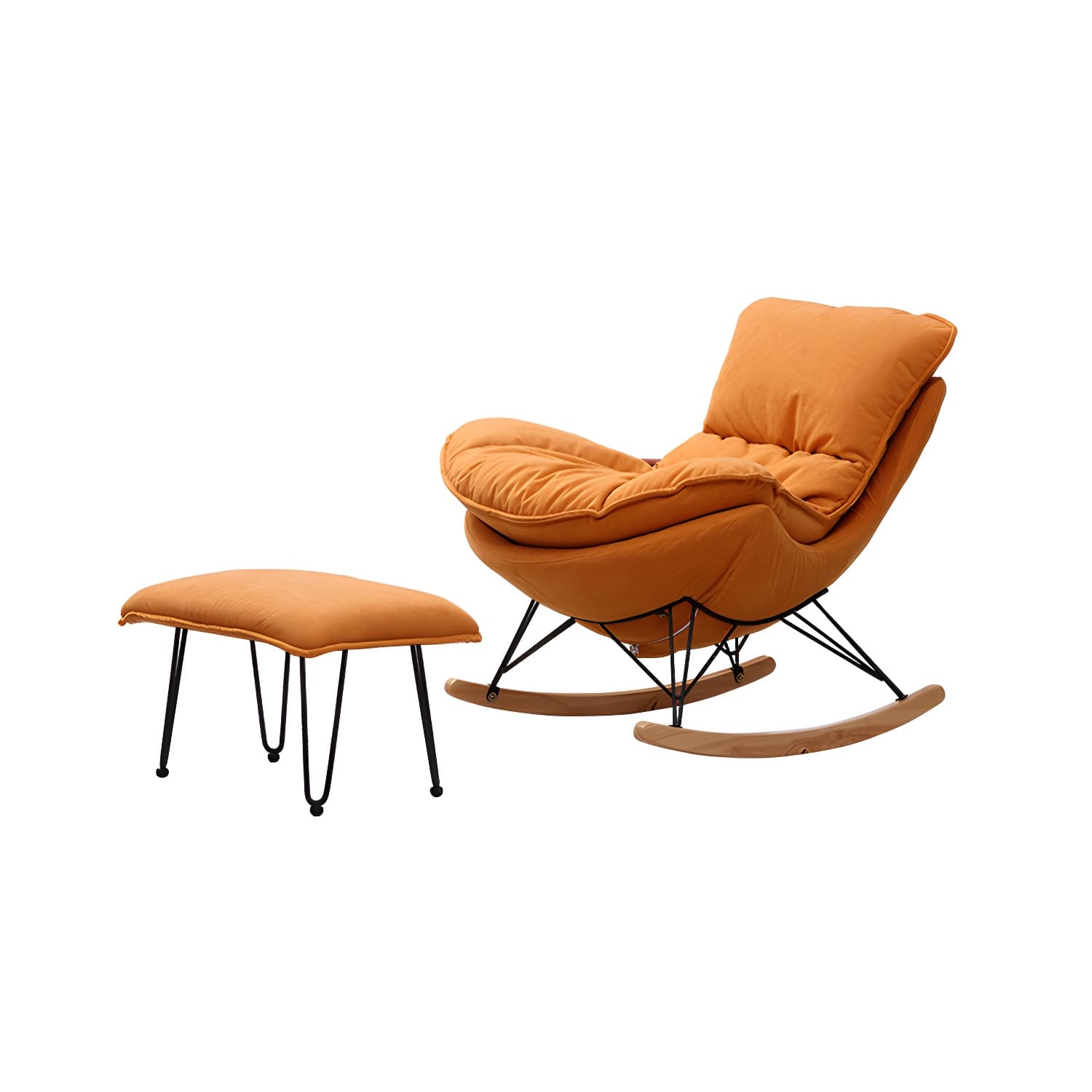 Modern Style Rocker Chair Metal Frame Spindle Cushions Rocker Chair with Ottoman thumbnail 21