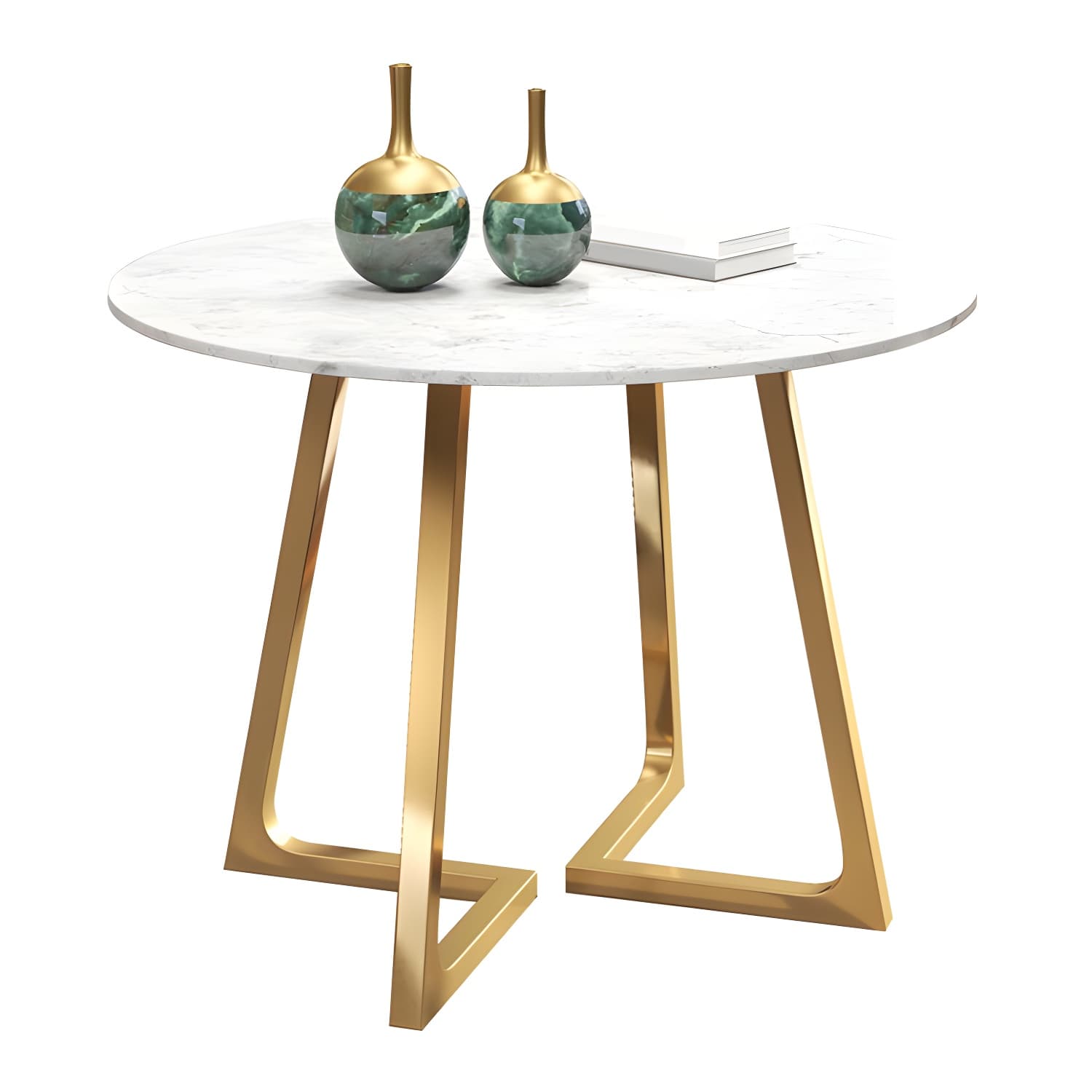Sintered Stone Top Modern White Table for Restaurant Round Dining Table with Pedestal Base thumbnail 5