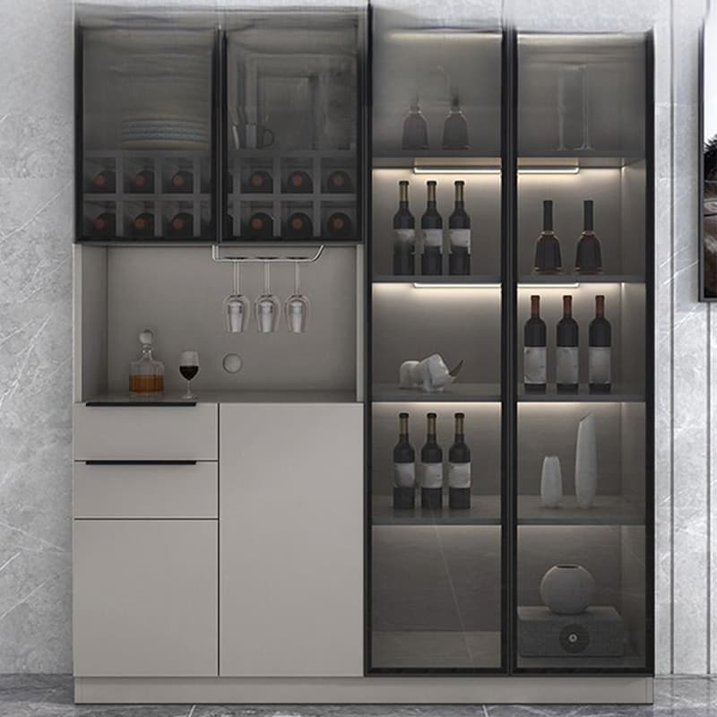 Luxurious Dark Wood Sideboard with Glass Doors and Elegant Stemware Rack thumbnail 6