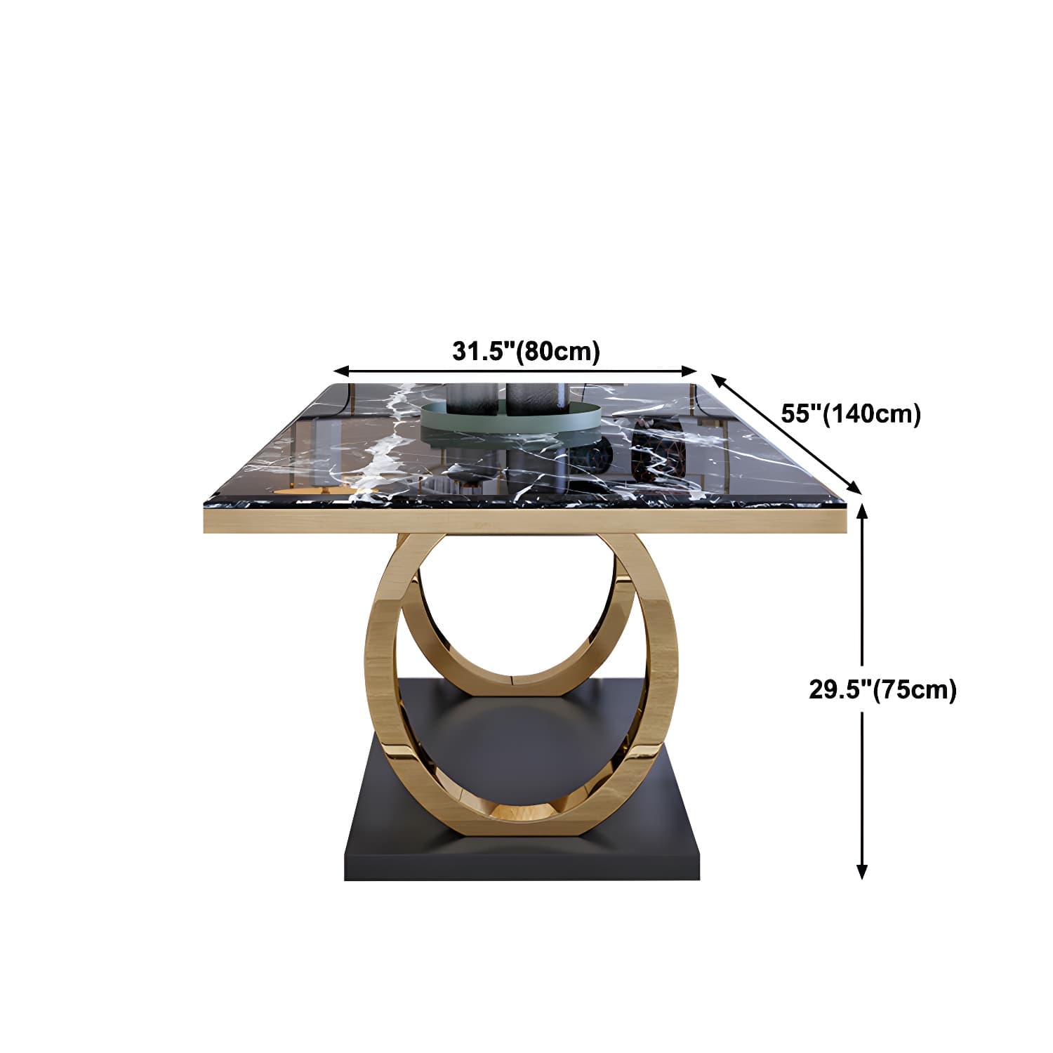 Modern 1/4/5/6/7 Pieces Black Dining Table Set with Marble Top Rectangle Dinette Set thumbnail 12