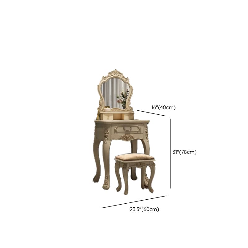 Standard/Small/Large Retro Cream Timber Vanity Set with Chair & Standing Mirror thumbnail 10