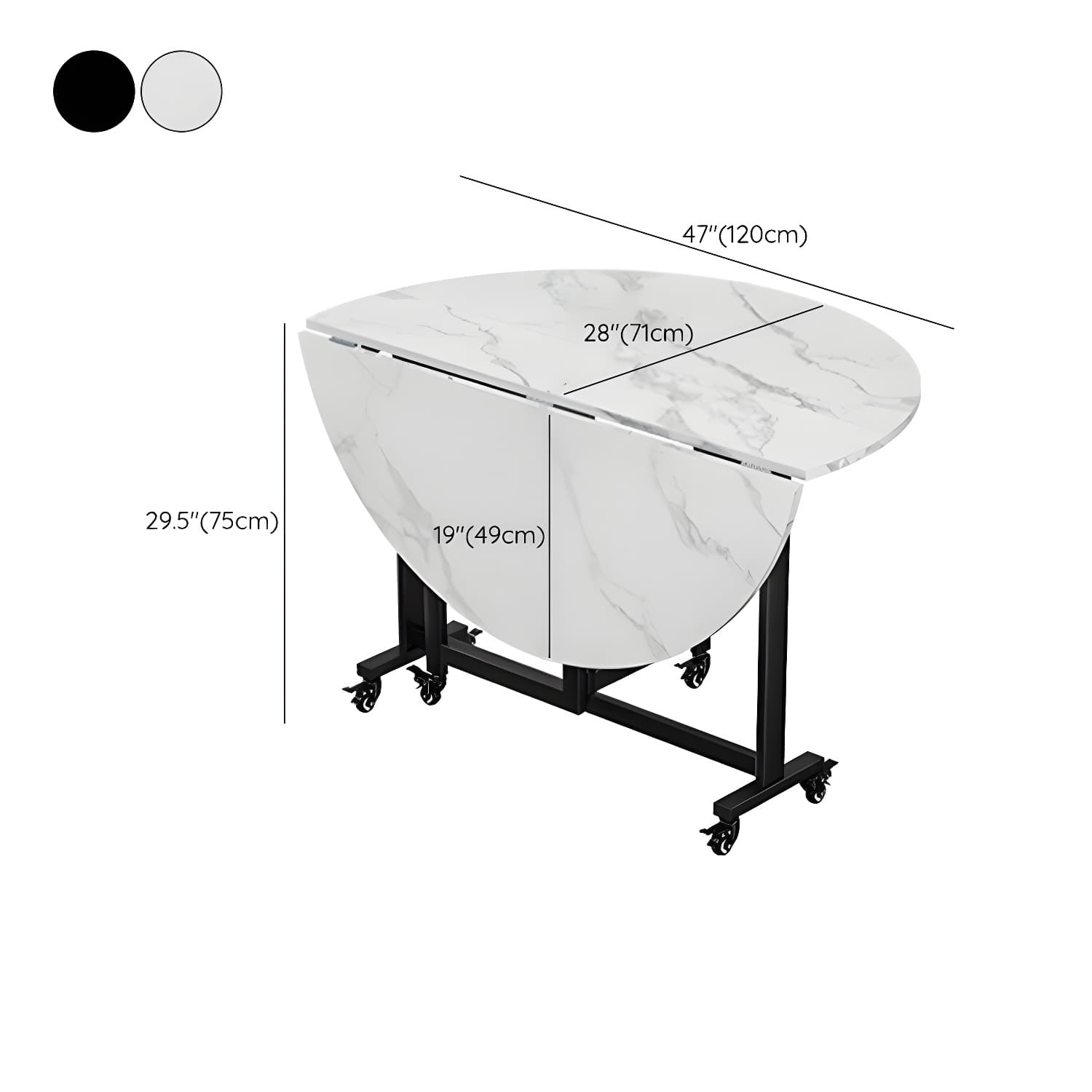 Modern Round Wood Dining Set with Collapsible Table and Leaf Extension - Metal Trestle Base in Black thumbnail 18