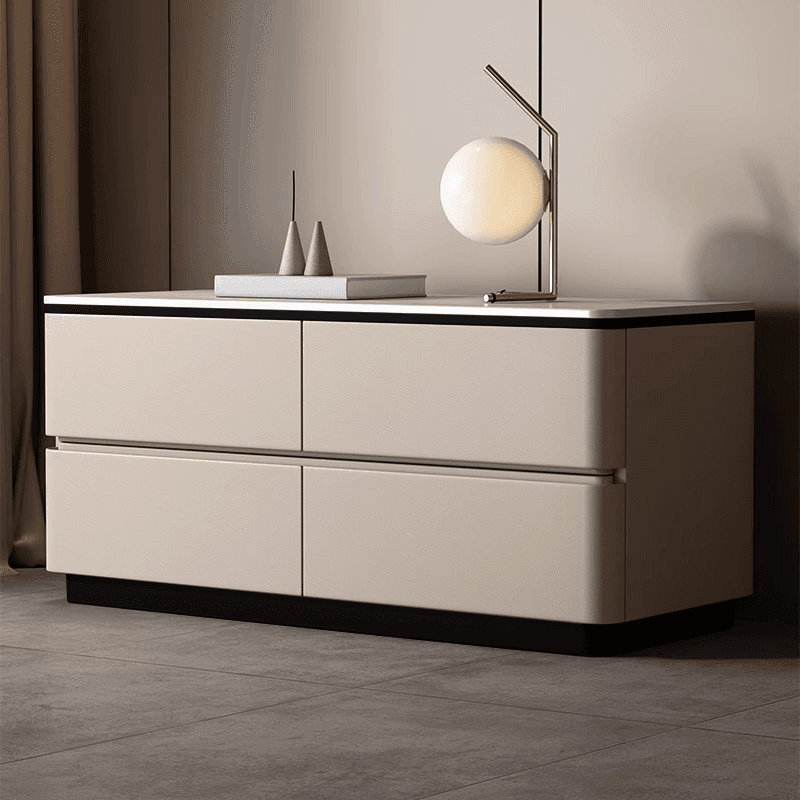 Modish Nightstand With Drawer Organization with 4 Drawers and Stone Tabletop thumbnail 4
