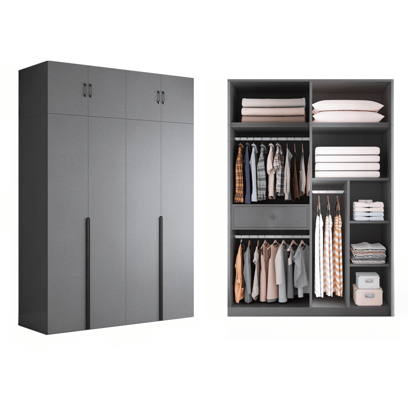 Trendy Dove Grey Wooden Wardrobe with Interior Shelves, Soft Close Door & Hanging Rod thumbnail 8
