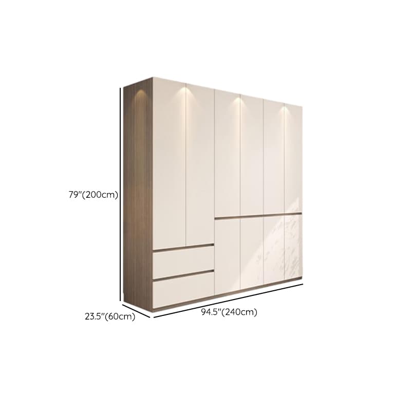 White Modish Manufactured Wood Independent Armoire Cabinet with Soft Close Drawer, Soft Close Door, and Interior Shelves thumbnail 16