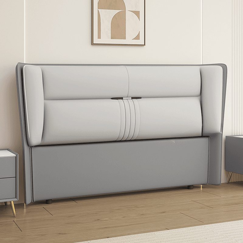 Trendy Panel Headboard in Natural Wood with No Distressing, Rectangle Shape for King/Queen/Full Bed, Sponge Upholstery, Standard Height thumbnail 4