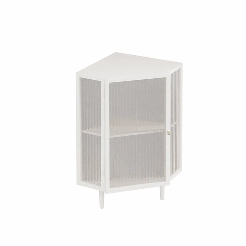 Sophisticated Steel Corner Accent Cabinet with Glass Doors and Cabinets Included thumbnail 2