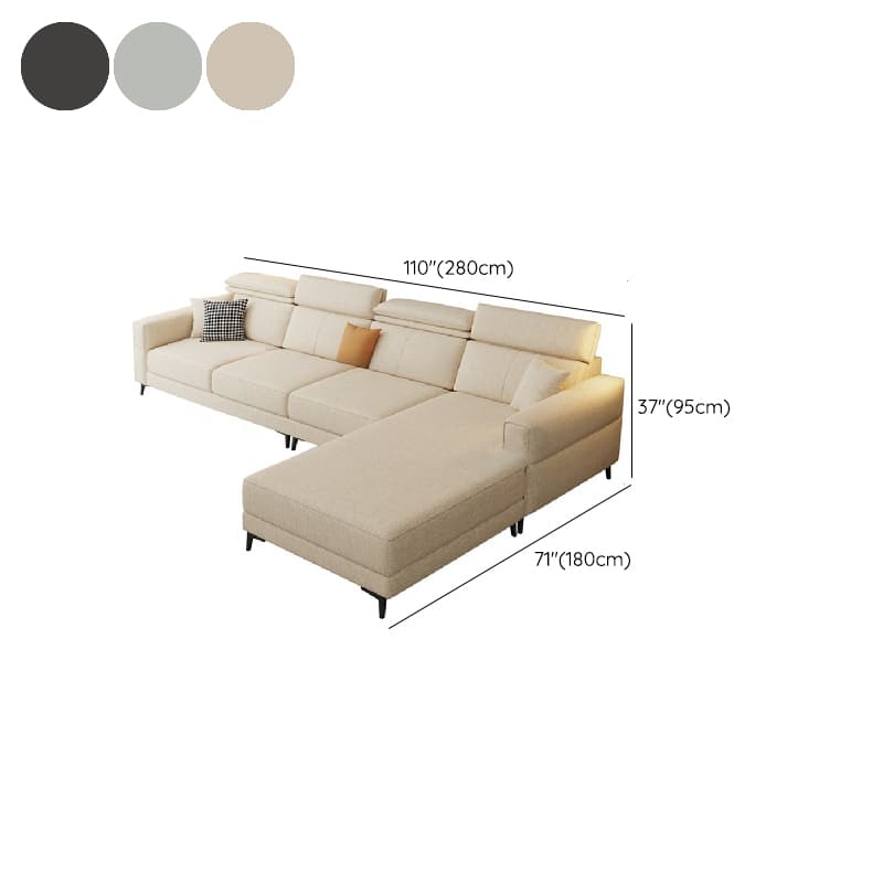 3 Pc Contemporary Modern L-Shape Sofa Chaise in Grey/Cream with Square Arm & Cushion Back thumbnail 18
