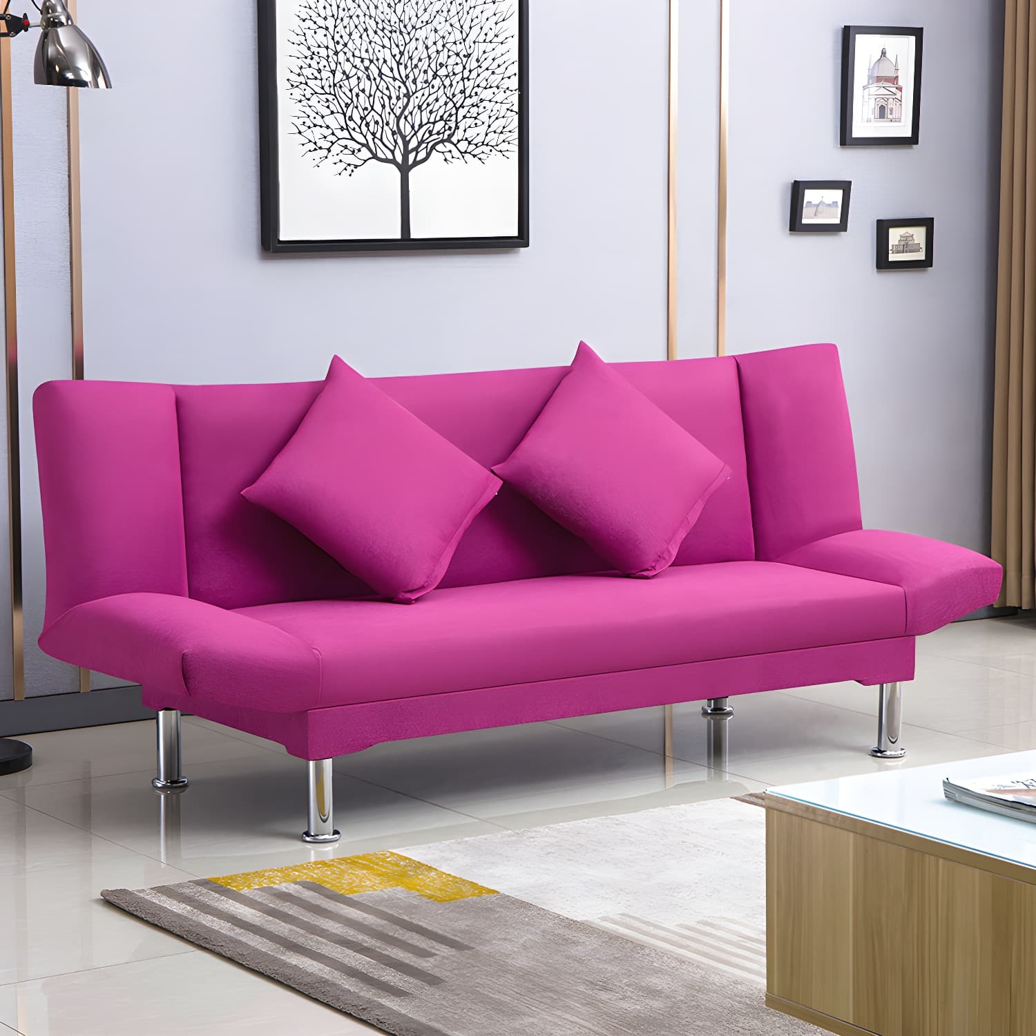 Silver Transitional Modern Tight Back Sofa Bed 29.53"High Armless Sofa Bed thumbnail 40