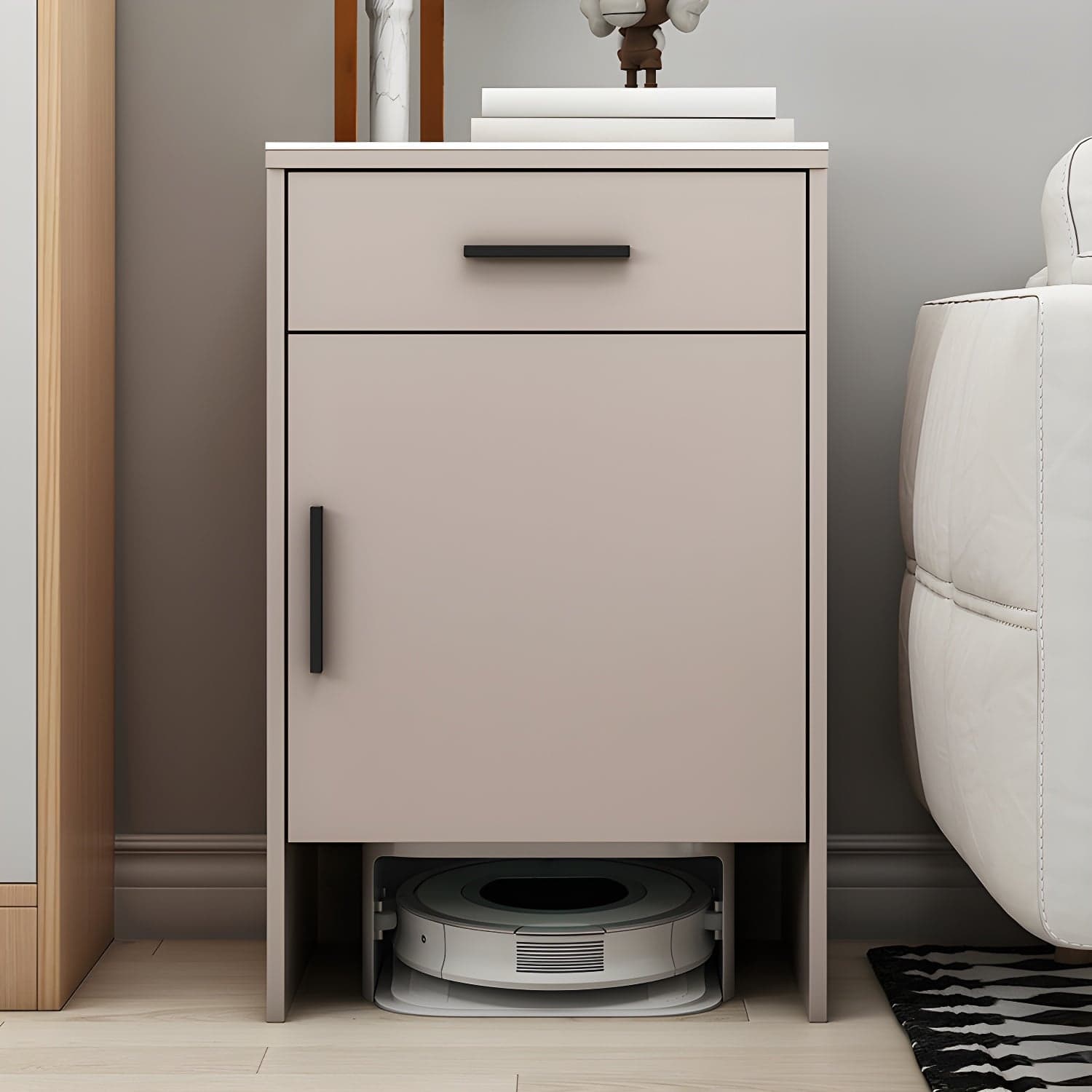 Modern Stone Top Accent Cabinet with Drawer Storage Cabinet 18.9" Long thumbnail 2