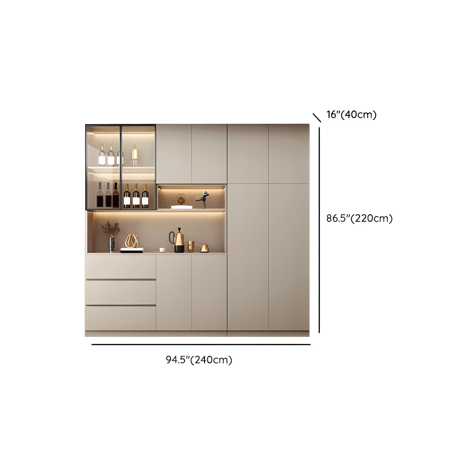 Modern Wood Cabinet with Glass Doors and Non-adjustable Shelves thumbnail 18