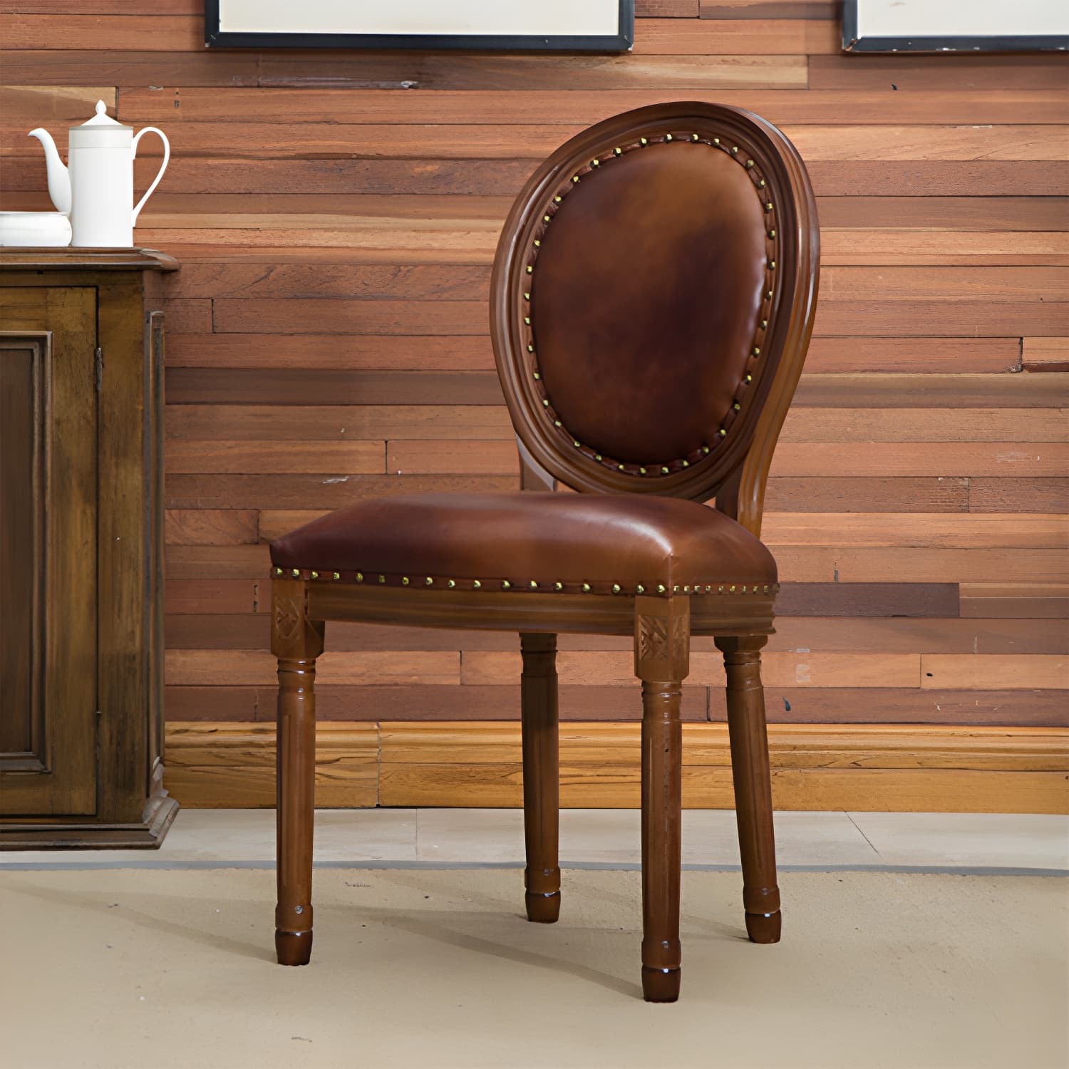 Farmhouse Dining Chair with Wood Legs King Louis Back Side Chair for Home Use thumbnail 10