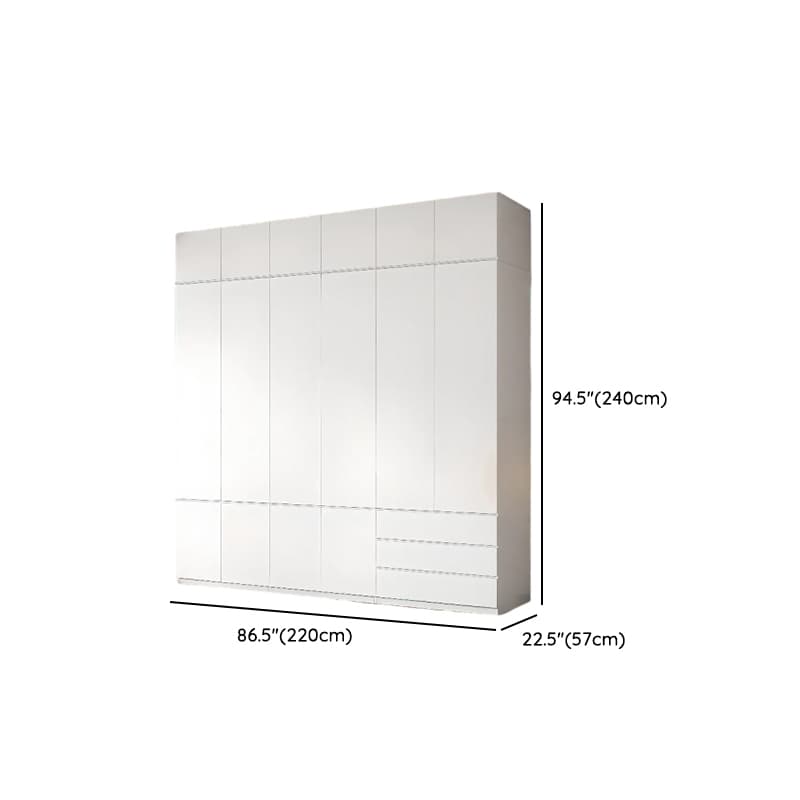 White Contemporary Alloy Cabinet Armoire with 3/6/9 Drawers, Flexible Shelf, and Hanging Rod thumbnail 27