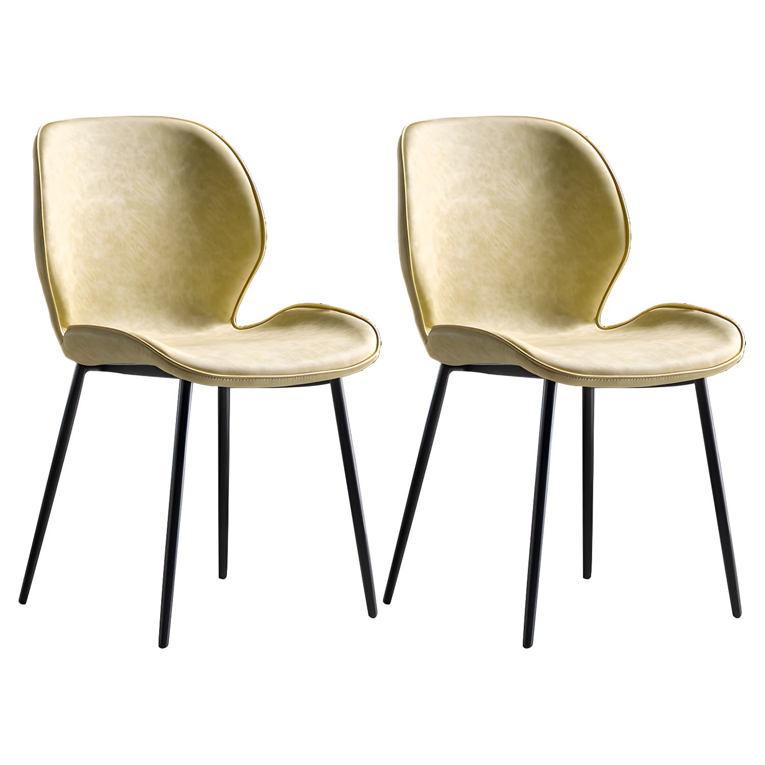 Scandinavian Leather Home Side Chair Matte Finish Wingback Dining Chair (Set of 2) thumbnail 8