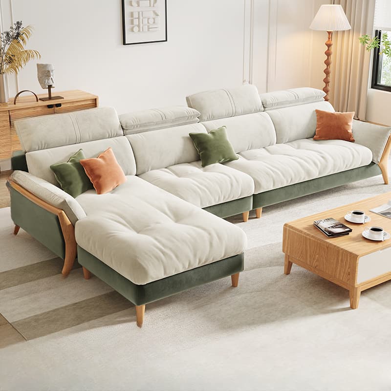 Straight/L-Shape Chalk Sofa/Sofa Chaise with Horizontal/Left Orientation and Standard Foam Seat Fill thumbnail 9