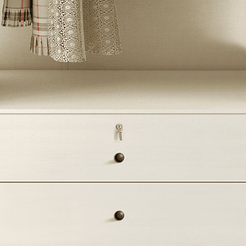 White Modish Manufactured Wood Independent Armoire Cabinet with Soft Close Drawer, Interior Shelves, and Clothing Rod thumbnail 5