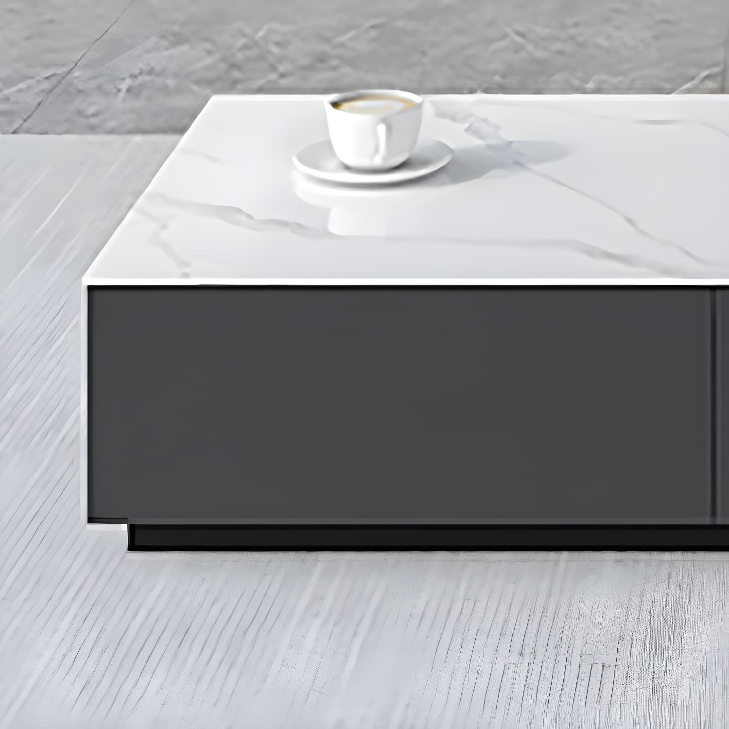 Modern Wall-mounted TV Media Stand Slate Top Wood Frame with Storage thumbnail 8