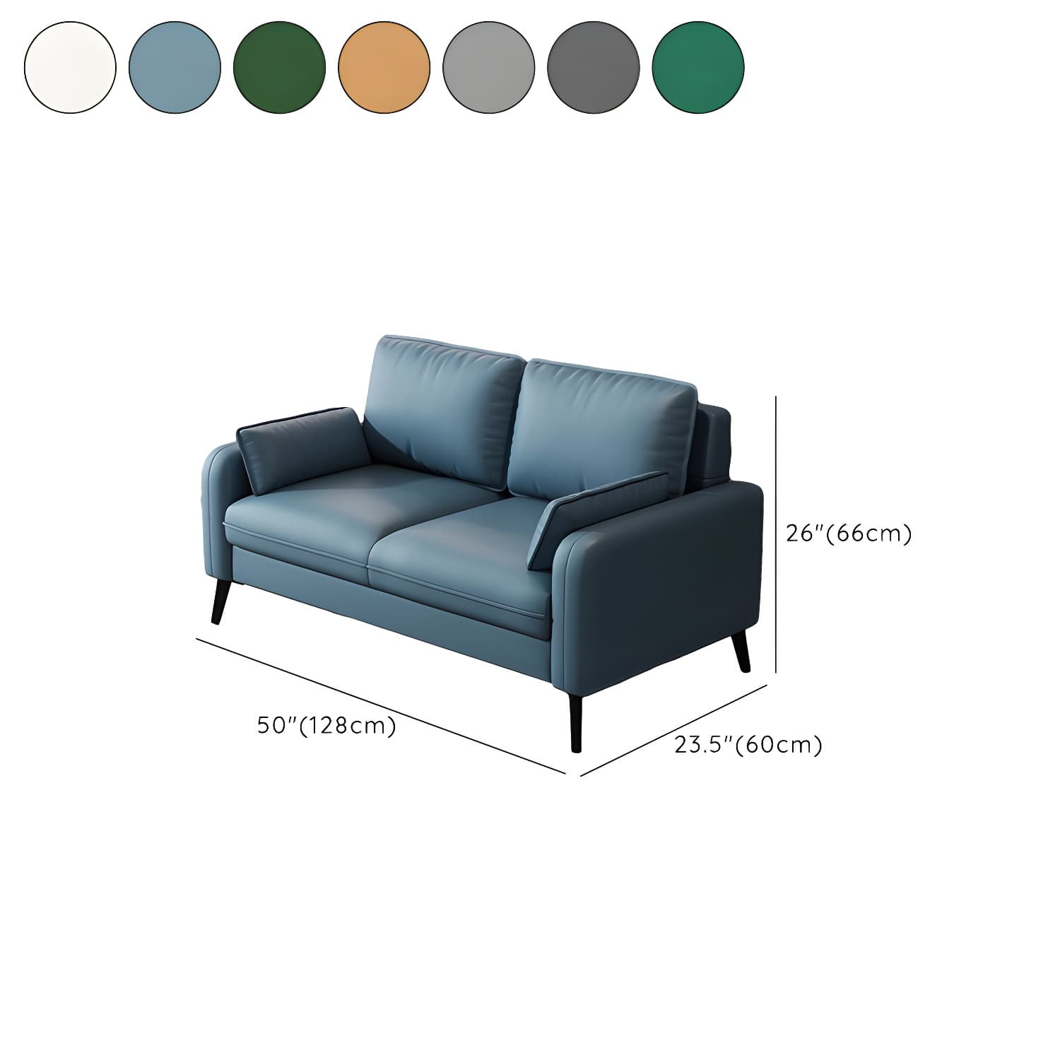 2-Seater Modern Cushioned Sofa with Bolster Pillows for Living Room thumbnail 21