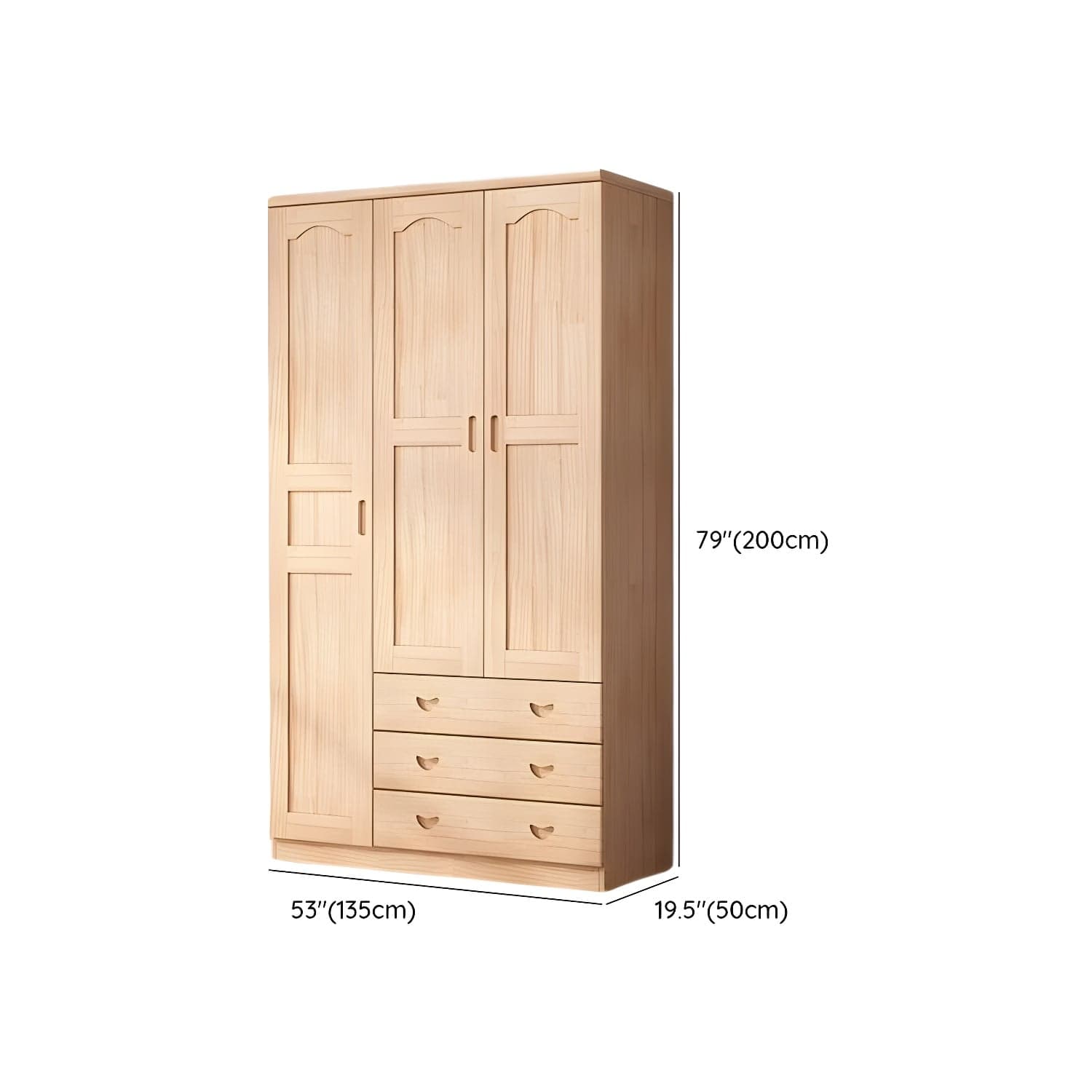 Scandinavian Natural Wood Wardrobe Armoire - 50cm Width - Drawers Included - image 12