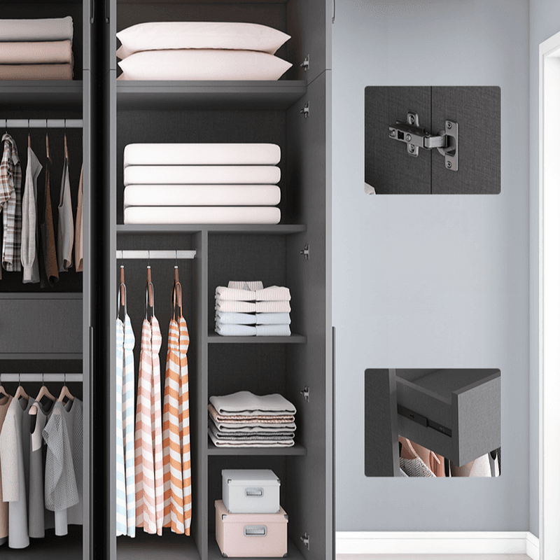 Trendy Dove Grey Wooden Wardrobe with Interior Shelves, Soft Close Door & Hanging Rod thumbnail 19
