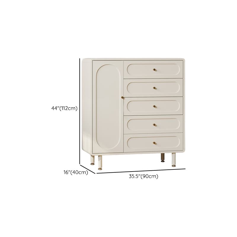 Chalk Modish Composite Wood Console Dresser with 5 Drawers and Hutch, 3 Interior Shelves, Horizontal thumbnail 12