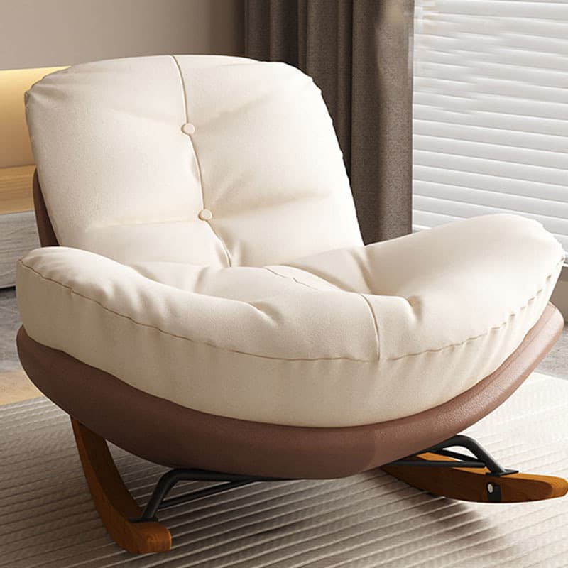 Cotton Upholstered Indoor Rocking Chair with Solid Wood Legs, Compact Design for Small Spaces thumbnail 1