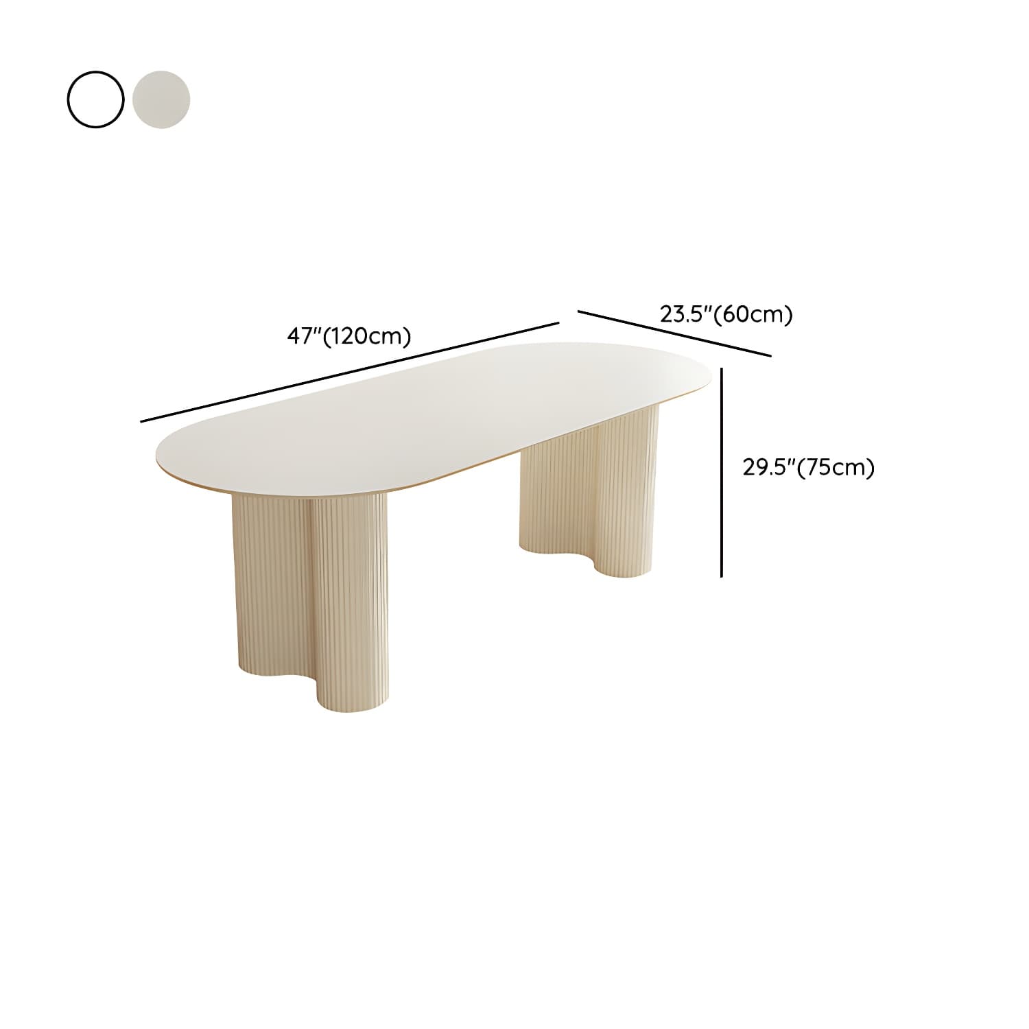 Free Form Stone Kitchen Table with Metal Base for Dining Room, White thumbnail 11