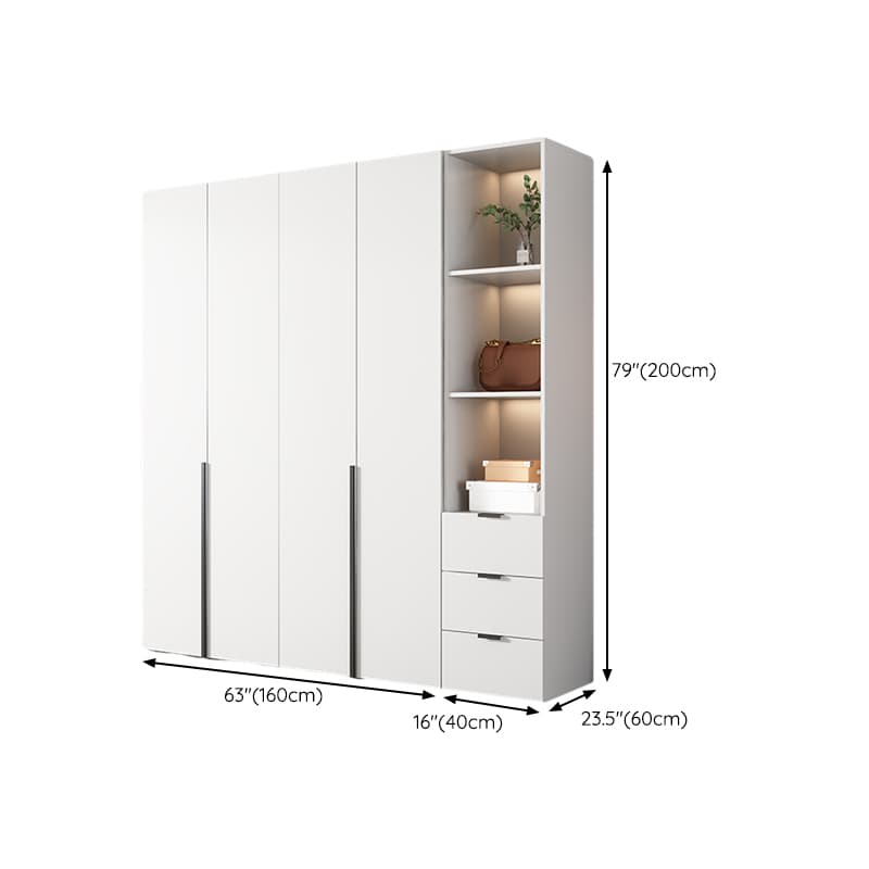 White Wood Wardrobe Armoire with Hinged Doors and Shelves Included thumbnail 25