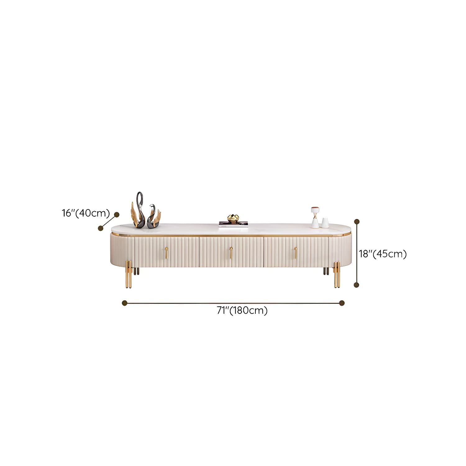 White TV Cabinet Modern Style TV Stand with Storage for Living Room thumbnail 11
