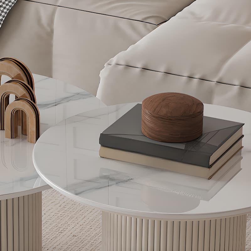 Circular-shaped Ivory Board Game Coffee Table for Home thumbnail 10