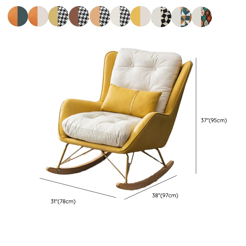 Contemporary Resistant To Dirt Upholstered Rocking Seat with Natural Wood & Metal Base and Recessed Arm thumbnail 15