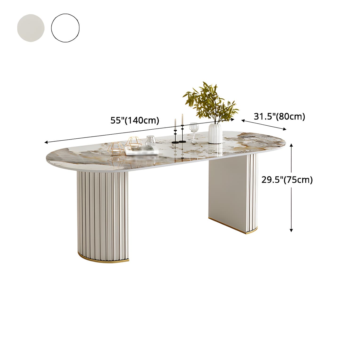 Glam 1/2/5/6/7 Pieces Dining Set Oval Sintered Stone Dining Table Set thumbnail 11