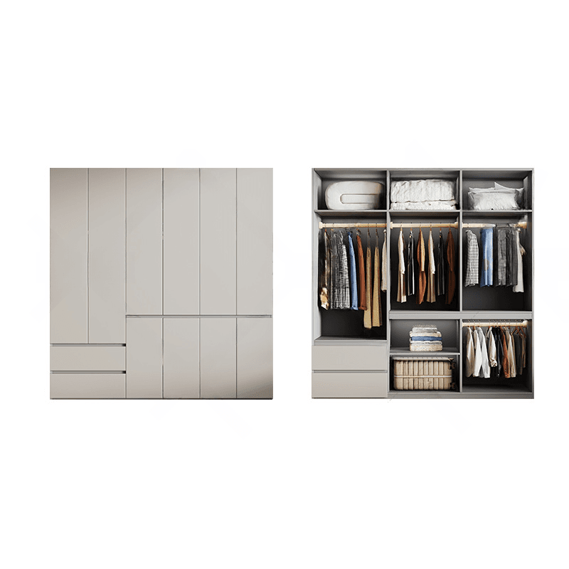 Cream Trendy Reclaimed Wood Wardrobe Armoire with Soft Close Drawer, Soft Close Door, Interior Shelves, and Clothing Rod thumbnail 21