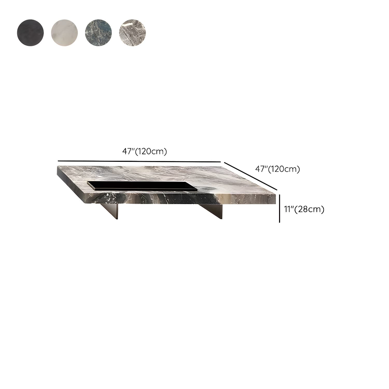 No Distressing Coffee Table Pedestal Faux Marble Square Cocktail Table thumbnail 11