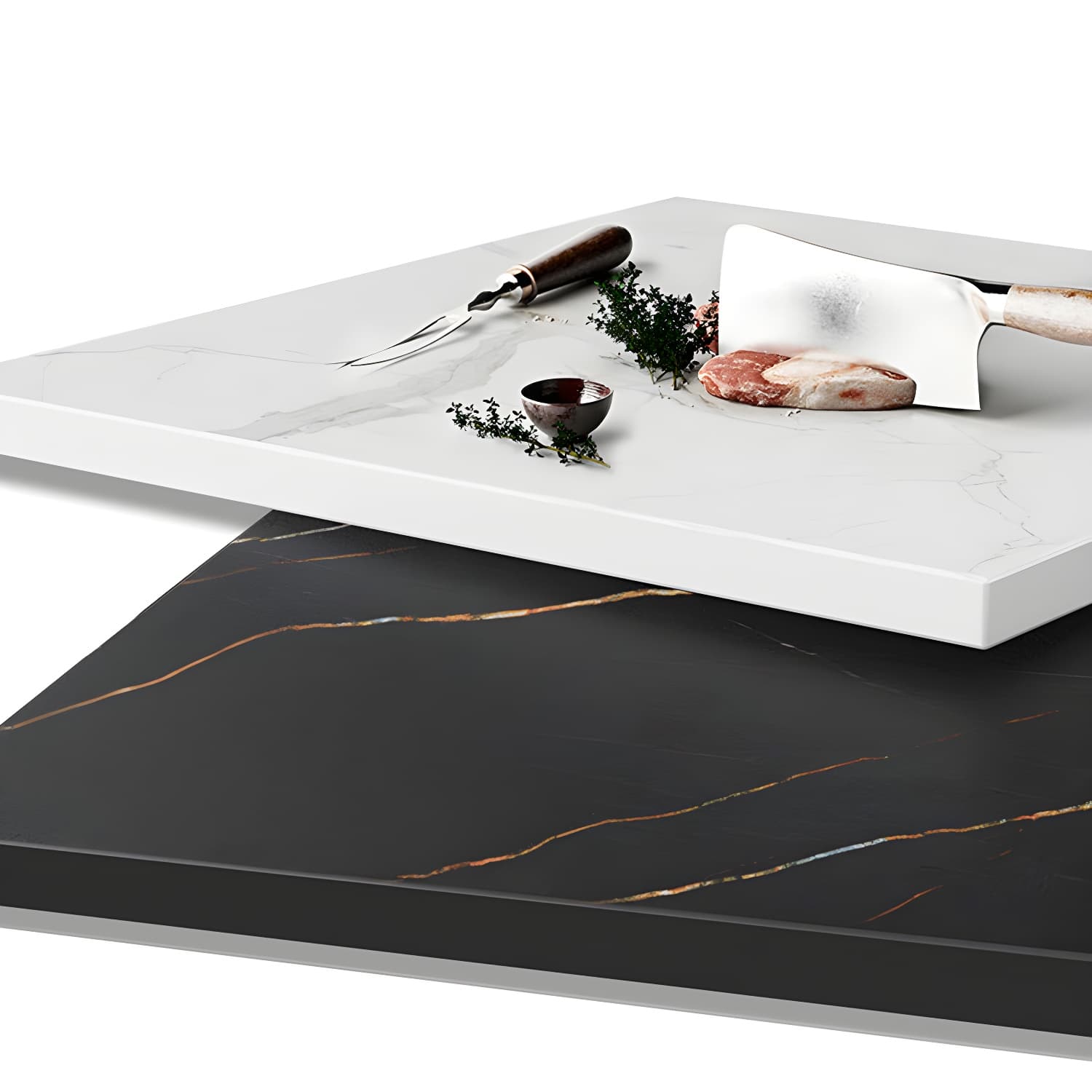 Glam Metal and Slate Cocktail Table Pedestal Coffee Table for Living Room thumbnail 11
